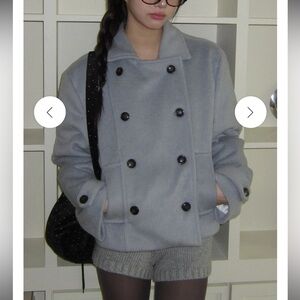 Chic Double-Breasted Gray Pea Coat